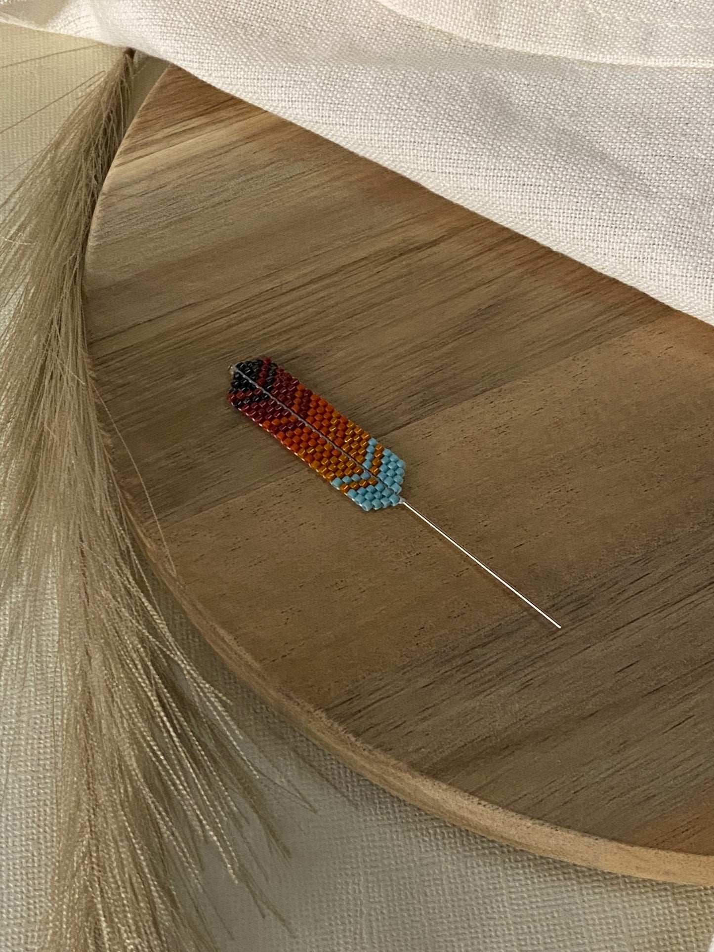 Beaded Feather Hat Pin