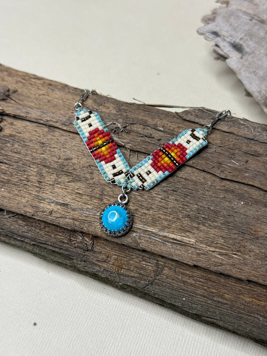 #9 Mini Breast Collar Necklace -Kingman Turquoise