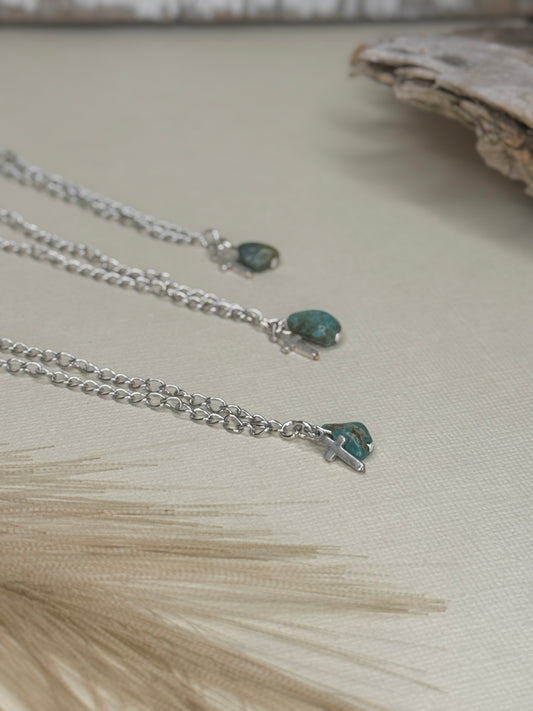 The Dainty Cowgirl - Kingman Turquoise and Cross Necklaces