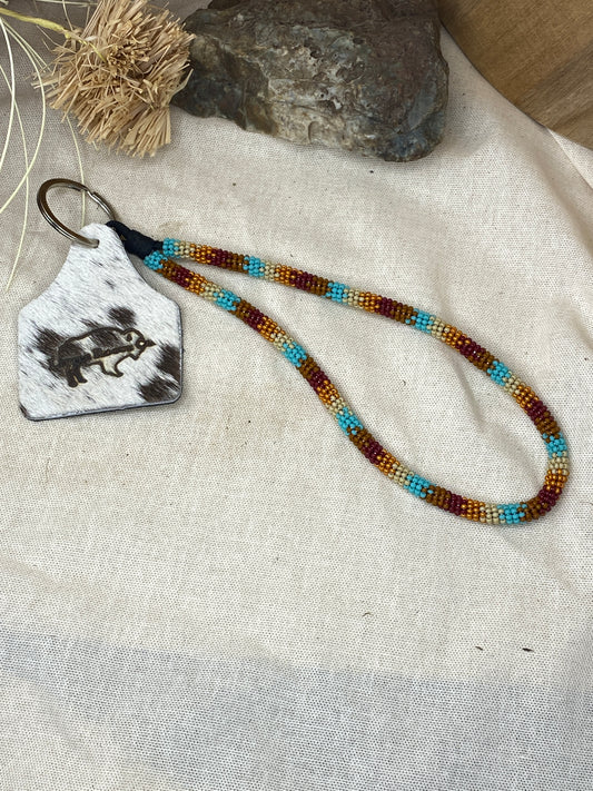 Beaded Keychain w/ Cowhide Tag