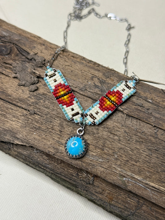 #7 Mini Breast Collar Necklace -Kingman Turquoise