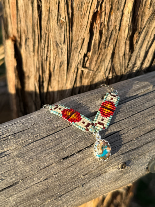 #4 Mini Breast Collar Necklace -Spiny Oyster and Turquoise