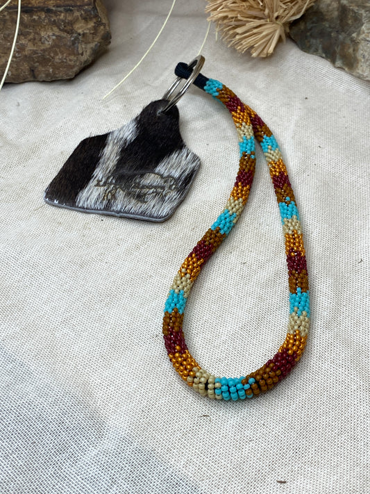 Beaded Keychain w/ Cowhide Tag