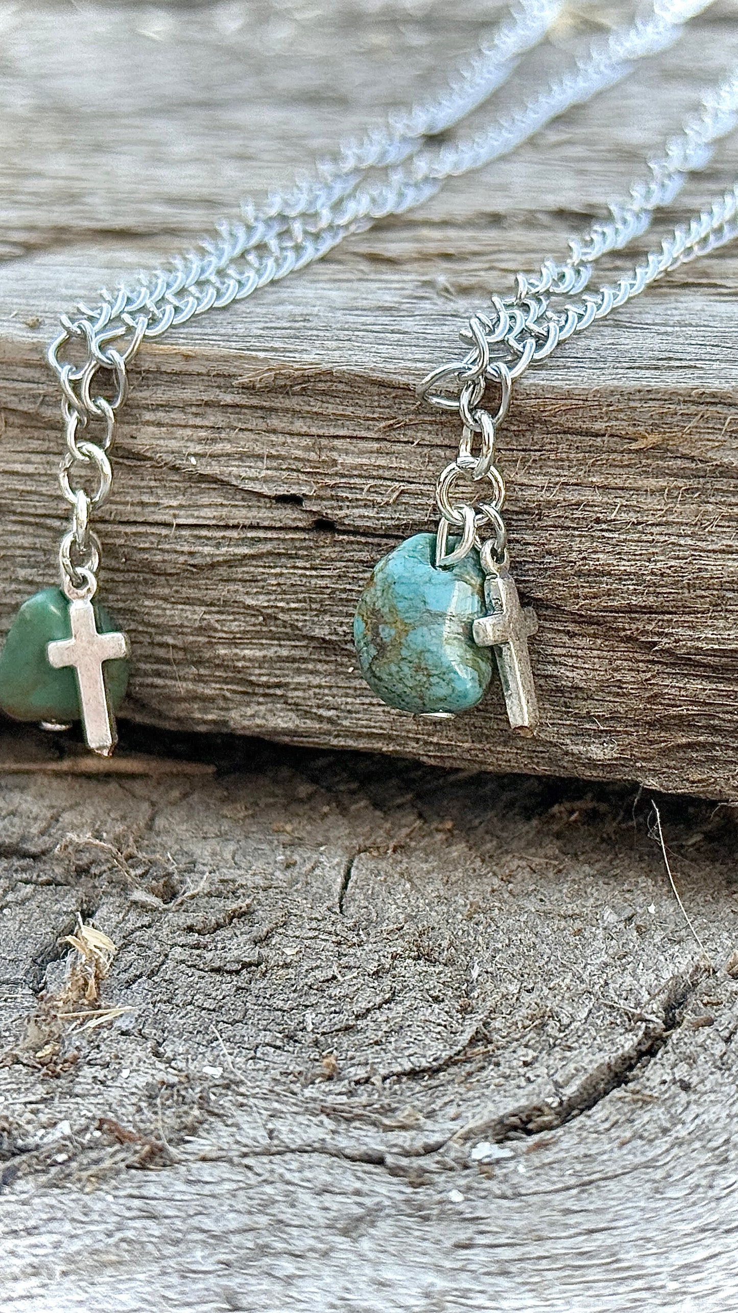 The Dainty Cowgirl - Kingman Turquoise and Cross Necklaces