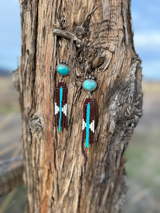 Long Rich Colored Western Fringe Earrings