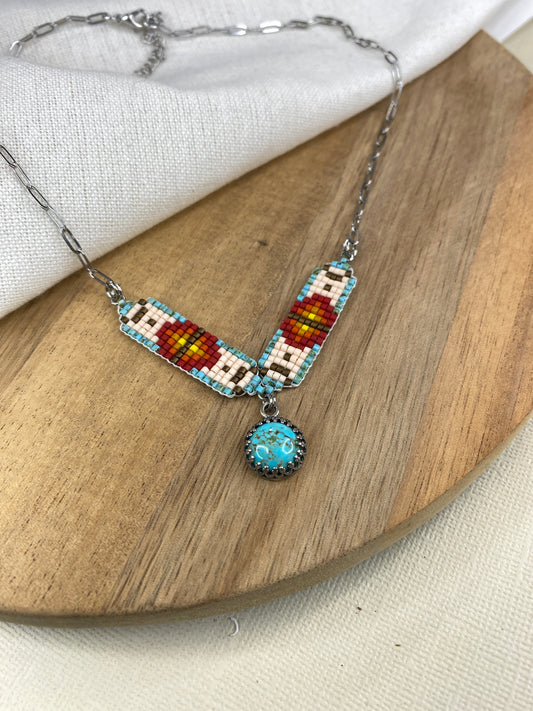 #3 Mini Breast Collar Necklace -Kingman Turquoise