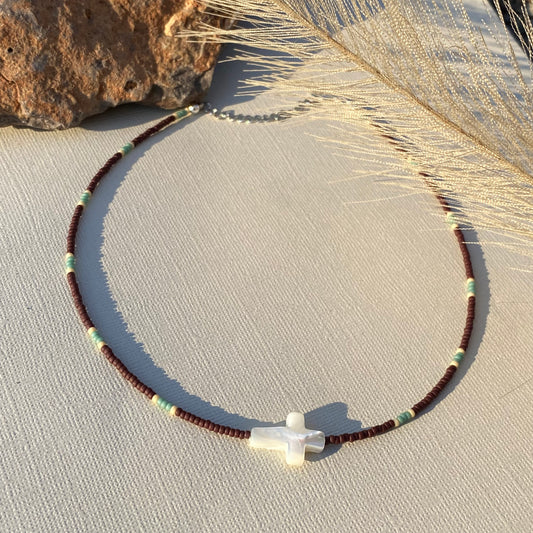 Soft Western Cross Necklace - Matte Chocolate
