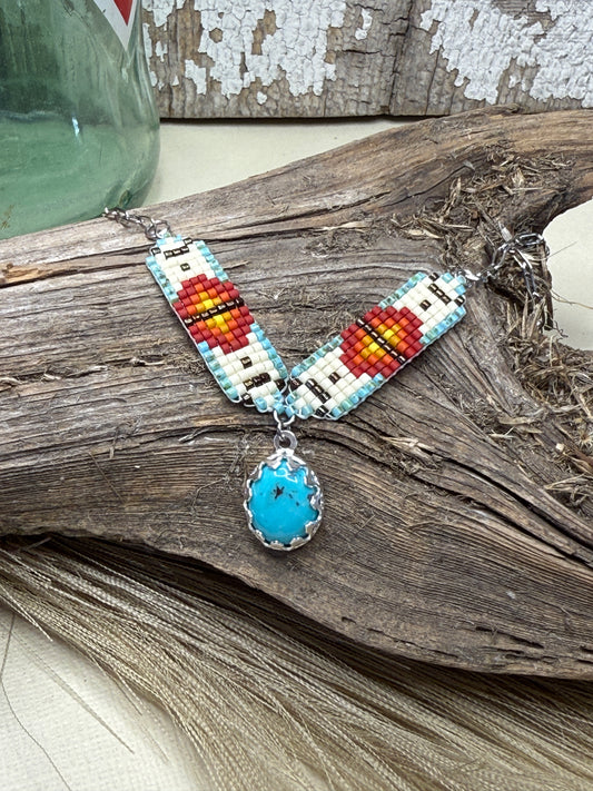 Mini Breast Collar Necklace -Kingman Turquoise