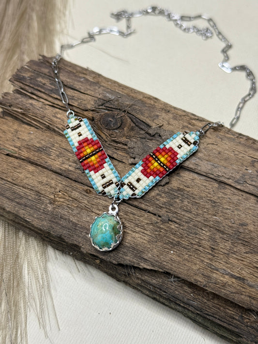 #8 Mini Breast Collar Necklace -Kingman Turquoise