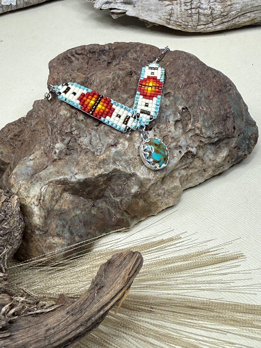 Mini Breast Collar Necklace -Kingman Turquoise