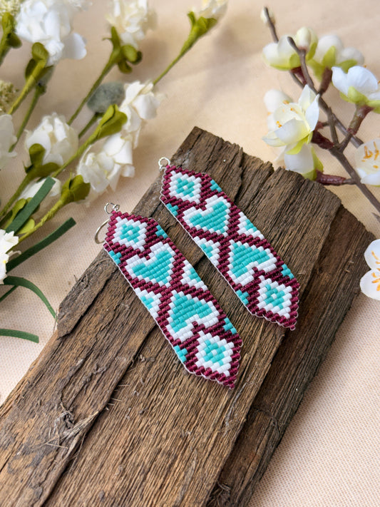 Loom Beaded Heart Earrings