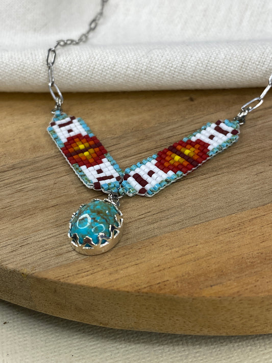 #6 Mini Breast Collar Necklace -Kingman Turquoise