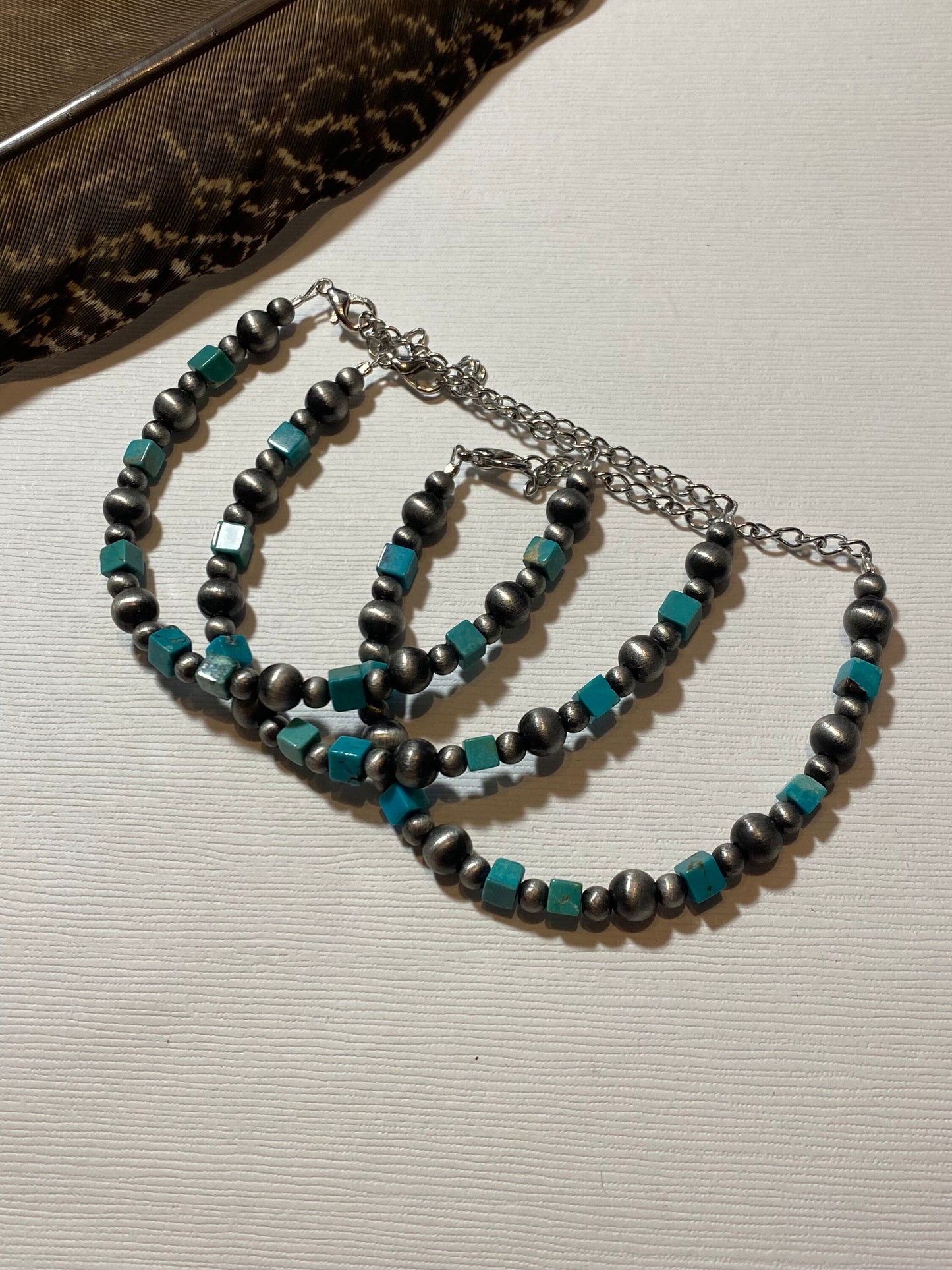 Faux Navajo Pearl + Jasper Western Beaded Bracelets