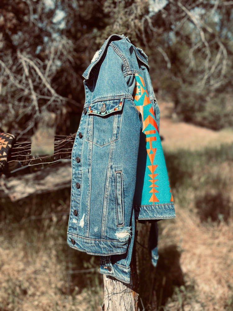 Beaded Pendleton Inlayed Denim Jackets