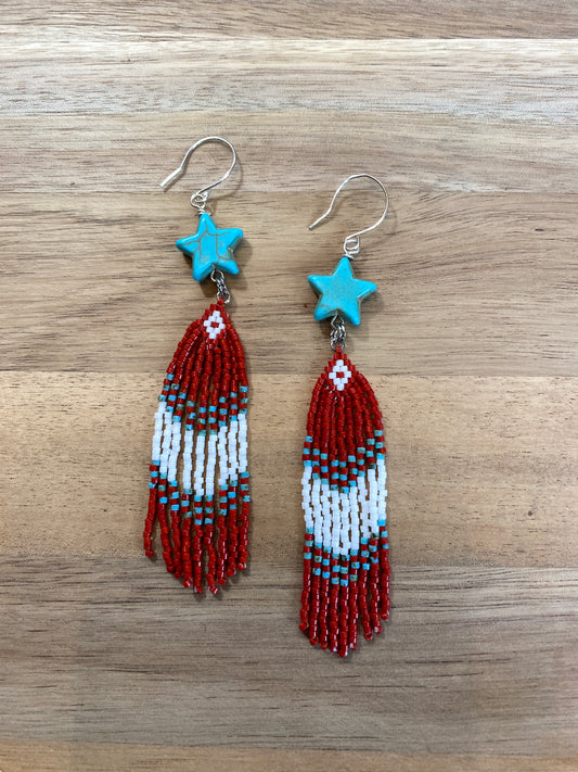 Star Painted Desert Fringe Earrings