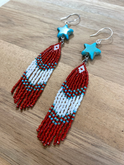 Star Painted Desert Fringe Earrings