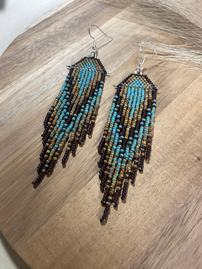 Neutral Long Western Fringe Earrings