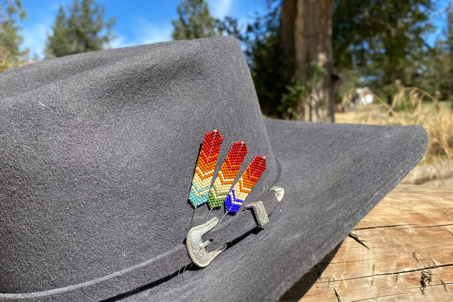 Custom Color Beaded Feather Hat Pin
