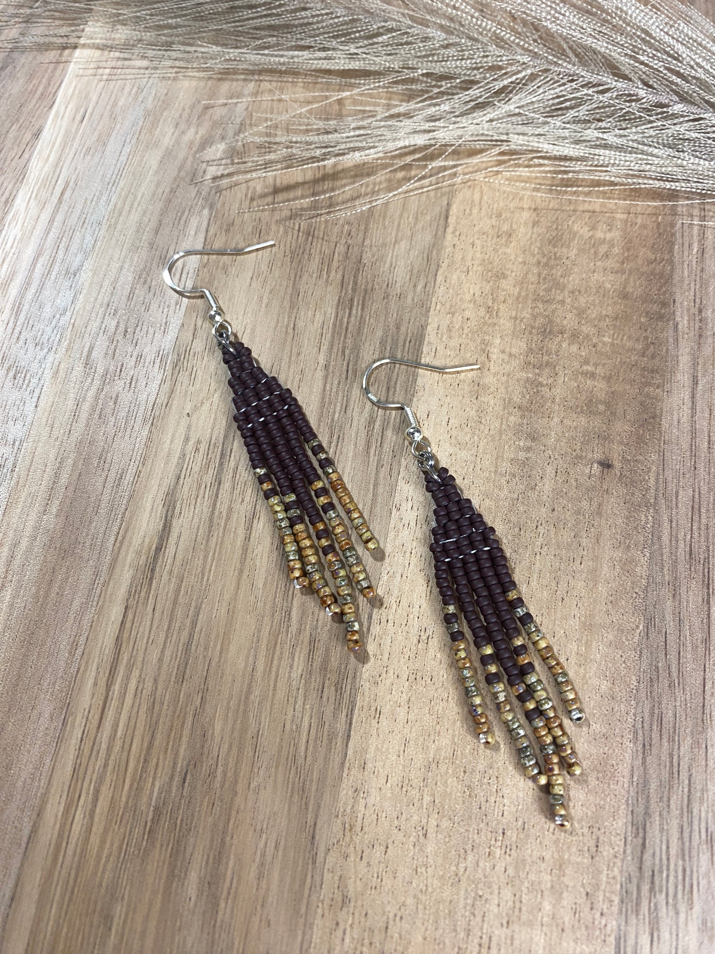 Sand Neutral Short Western Fringe Earrings