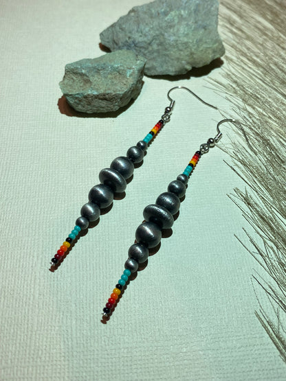 Faux Navajo Pearl Drop Earrings