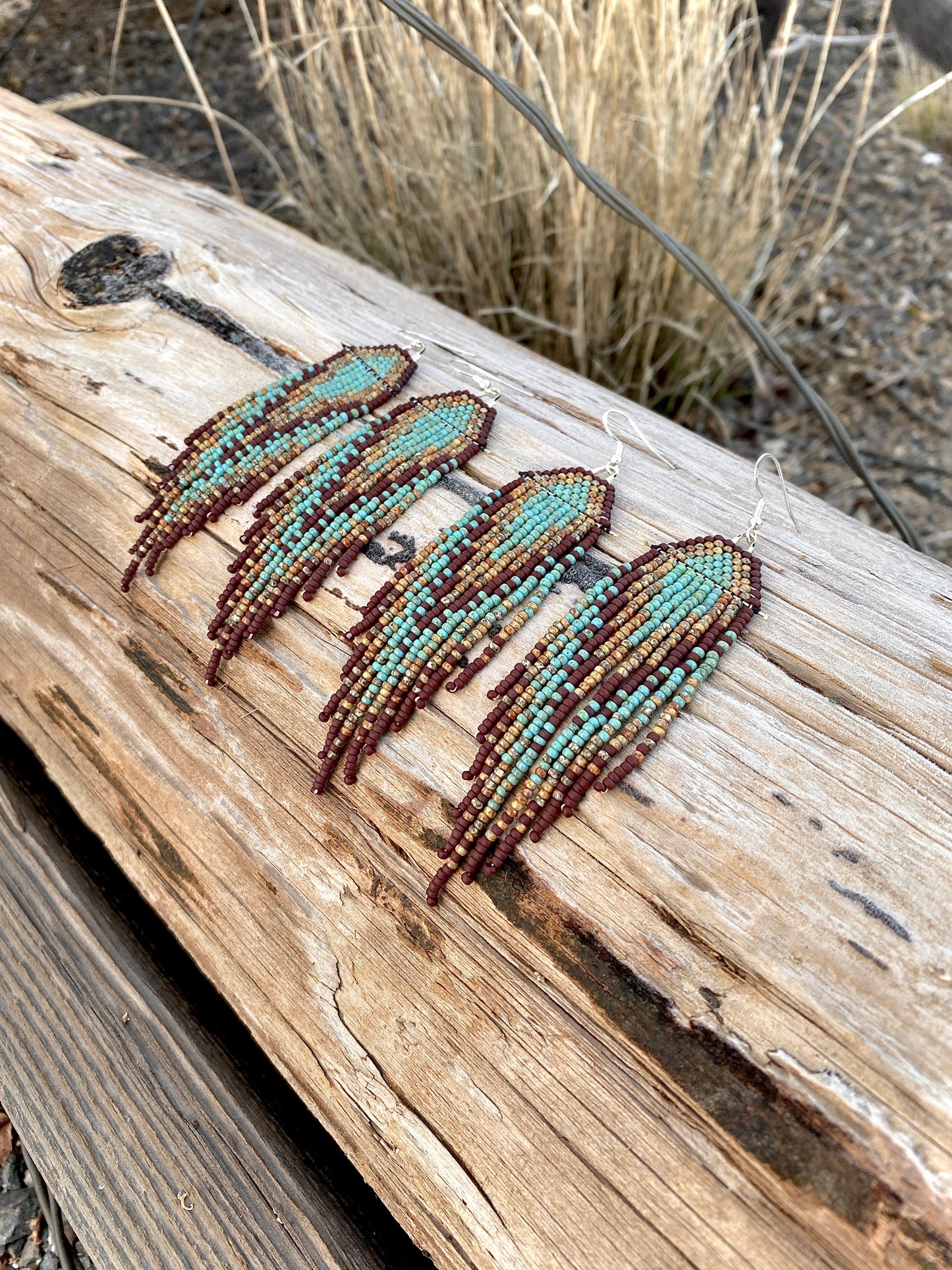 Neutral Long Western Fringe Earrings