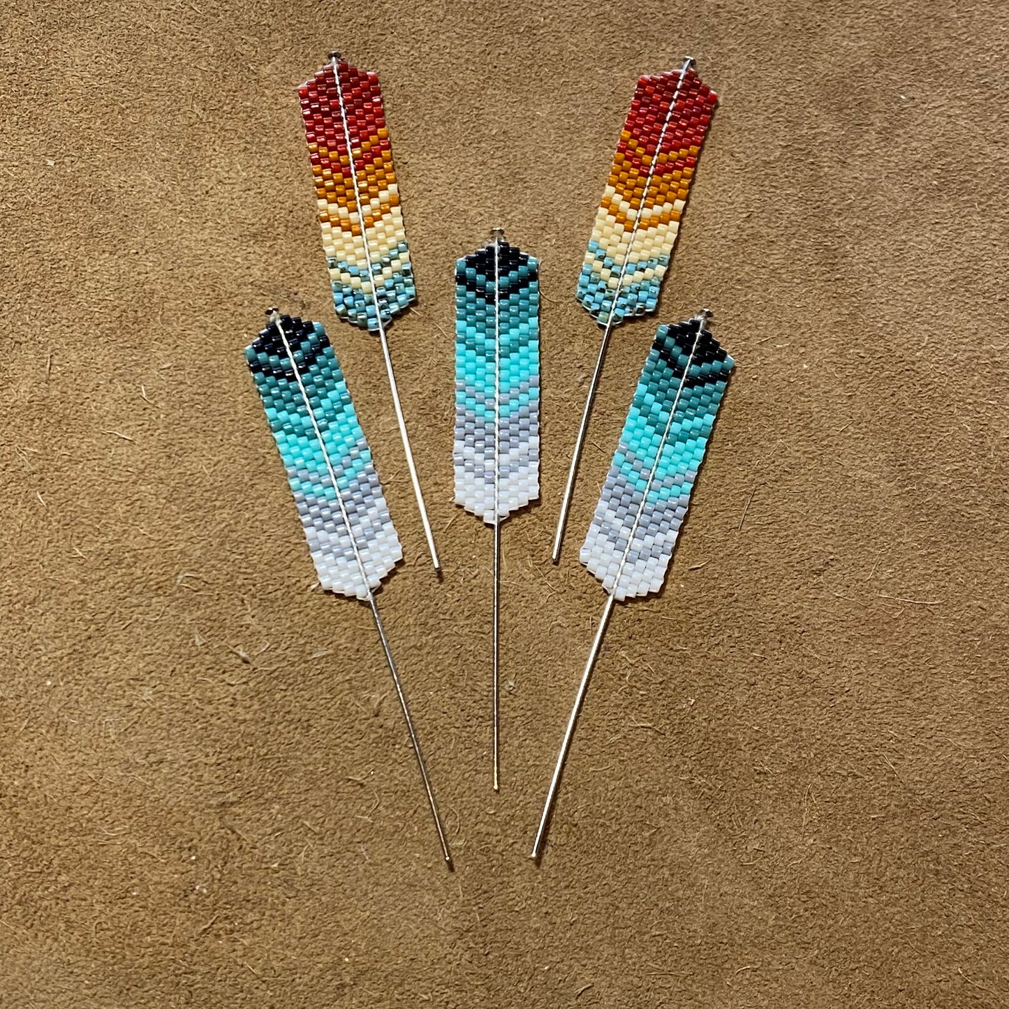 Custom Color Beaded Feather Hat Pin