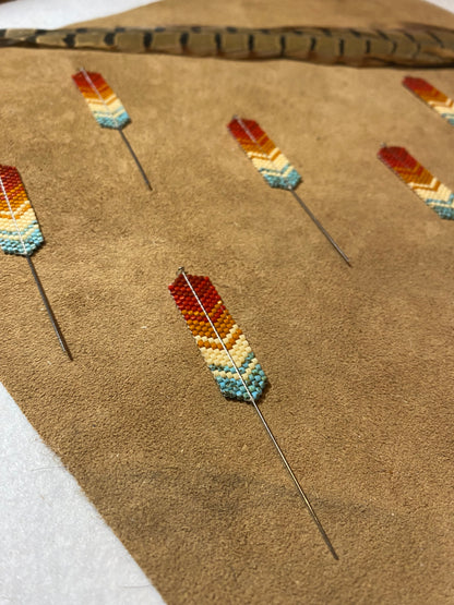 Custom Color Beaded Feather Hat Pin