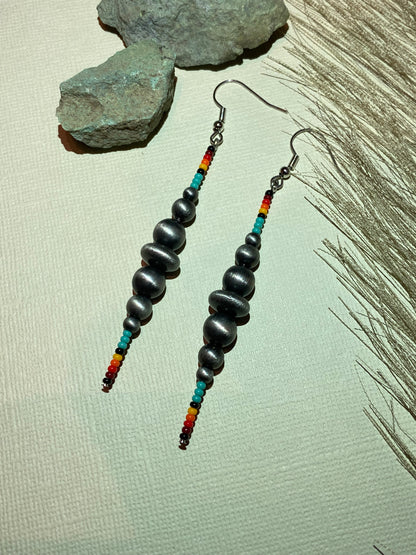 Faux Navajo Pearl Drop Earrings