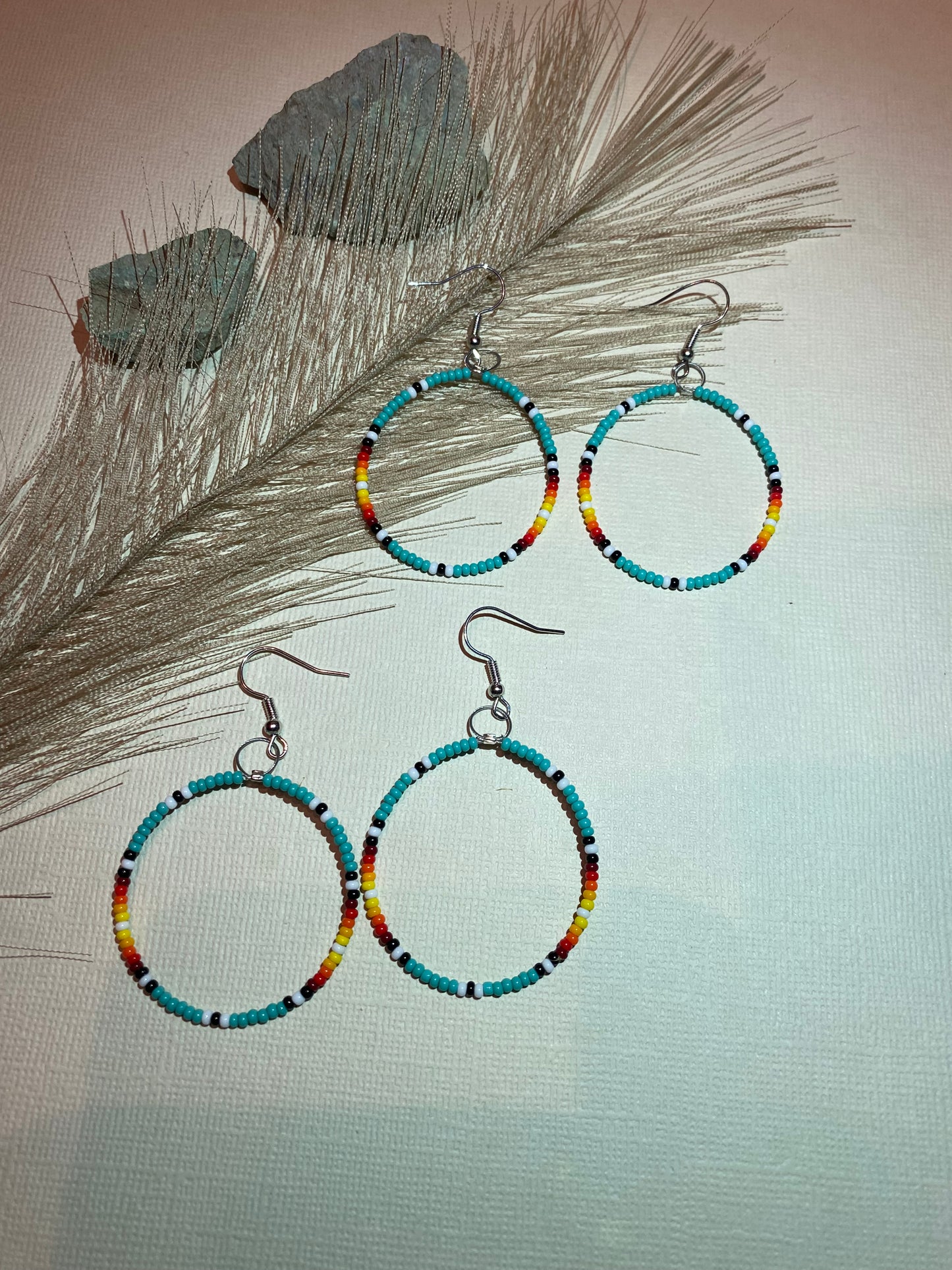 Teal aztec hoops