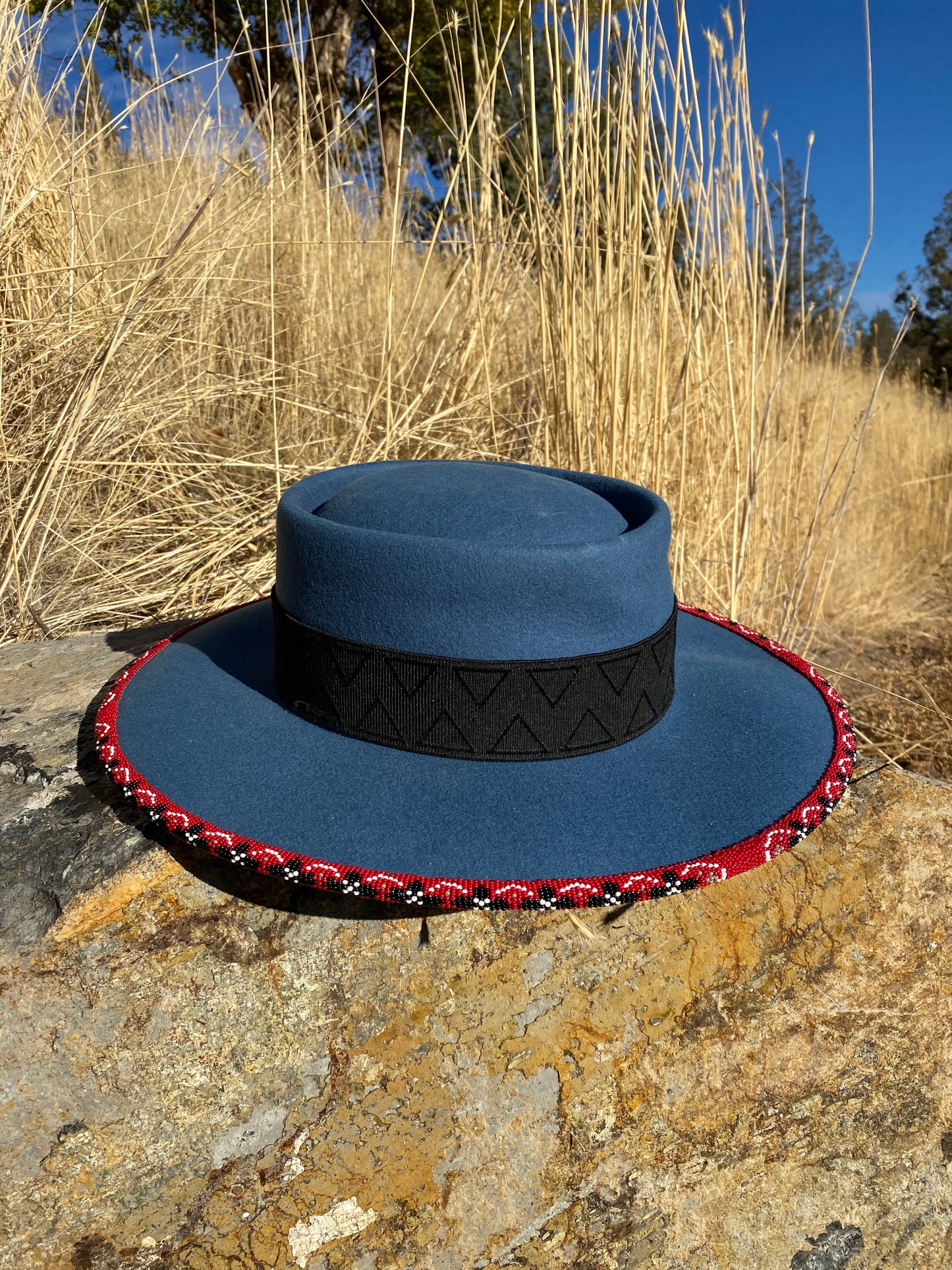 Beaded Flat Brim Hat