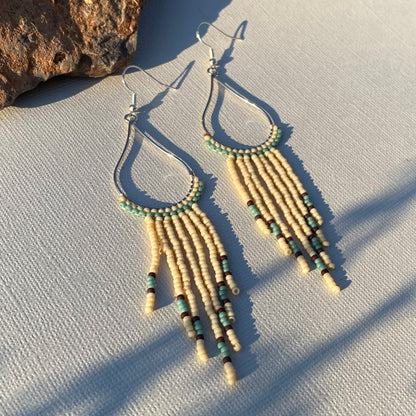 Neutral Teardrop Fringe Earrings