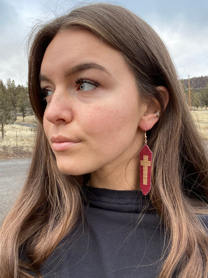 Brown and Gold Cross Earrings