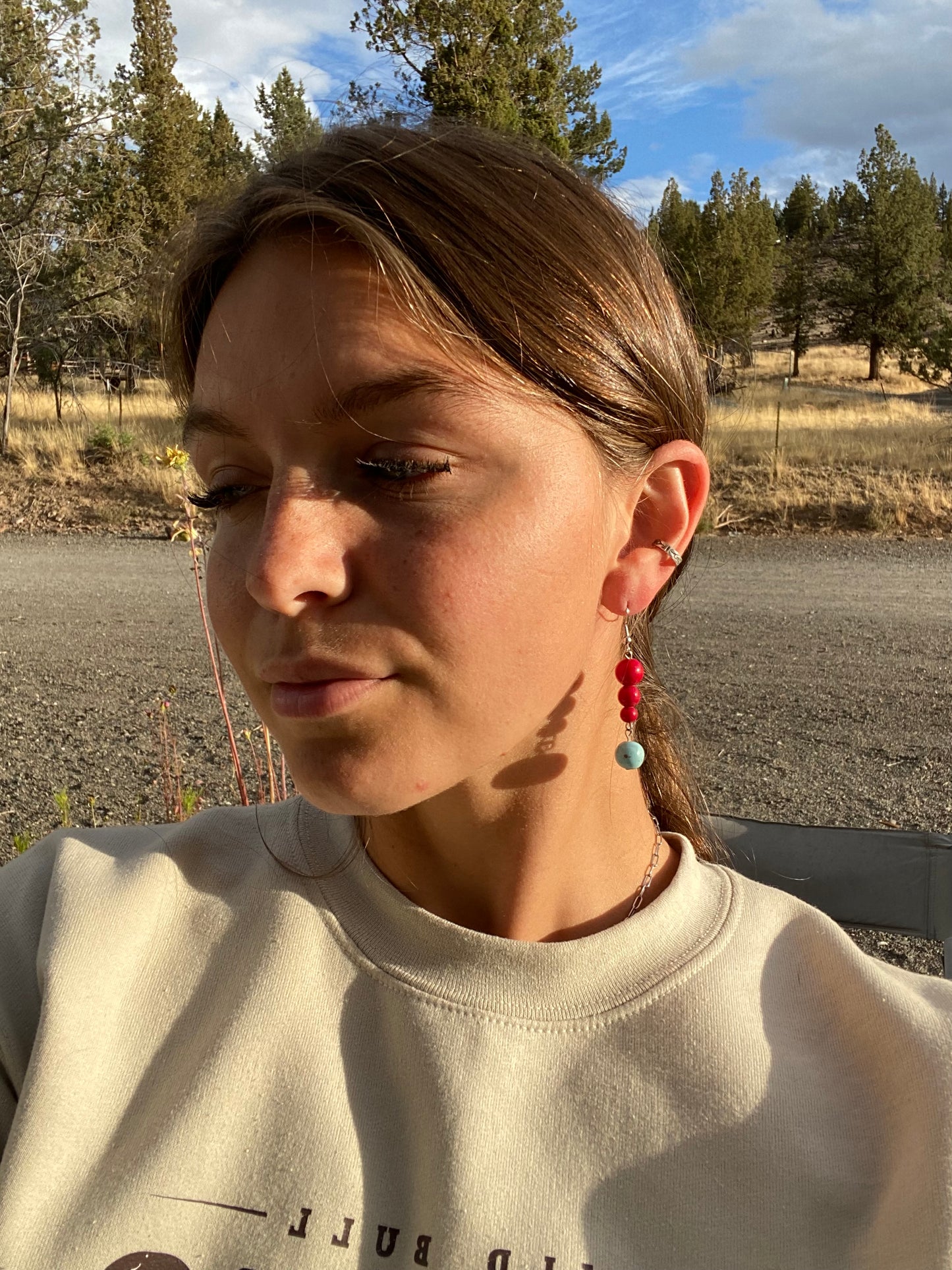 Red and Turquoise Drop Earrings