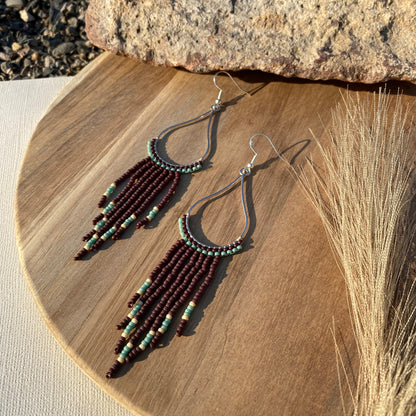 Neutral Teardrop Fringe Earrings