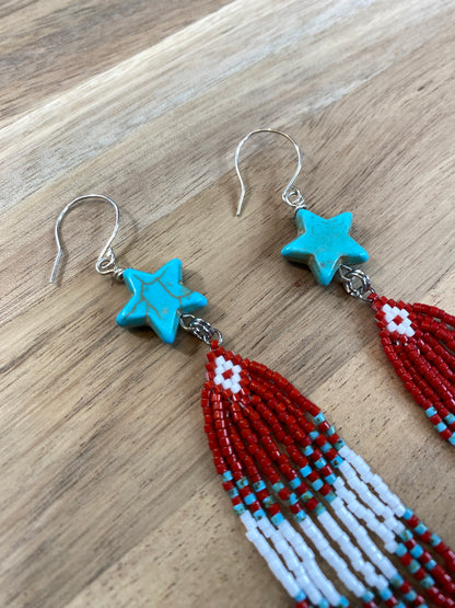 Star Painted Desert Fringe Earrings