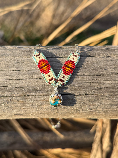 #4 Mini Breast Collar Necklace -Spiny Oyster and Turquoise