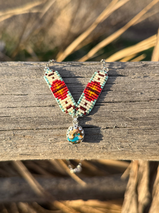 #4 Mini Breast Collar Necklace -Spiny Oyster and Turquoise