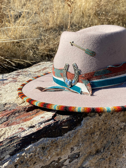 Beaded Flat Brim Hat