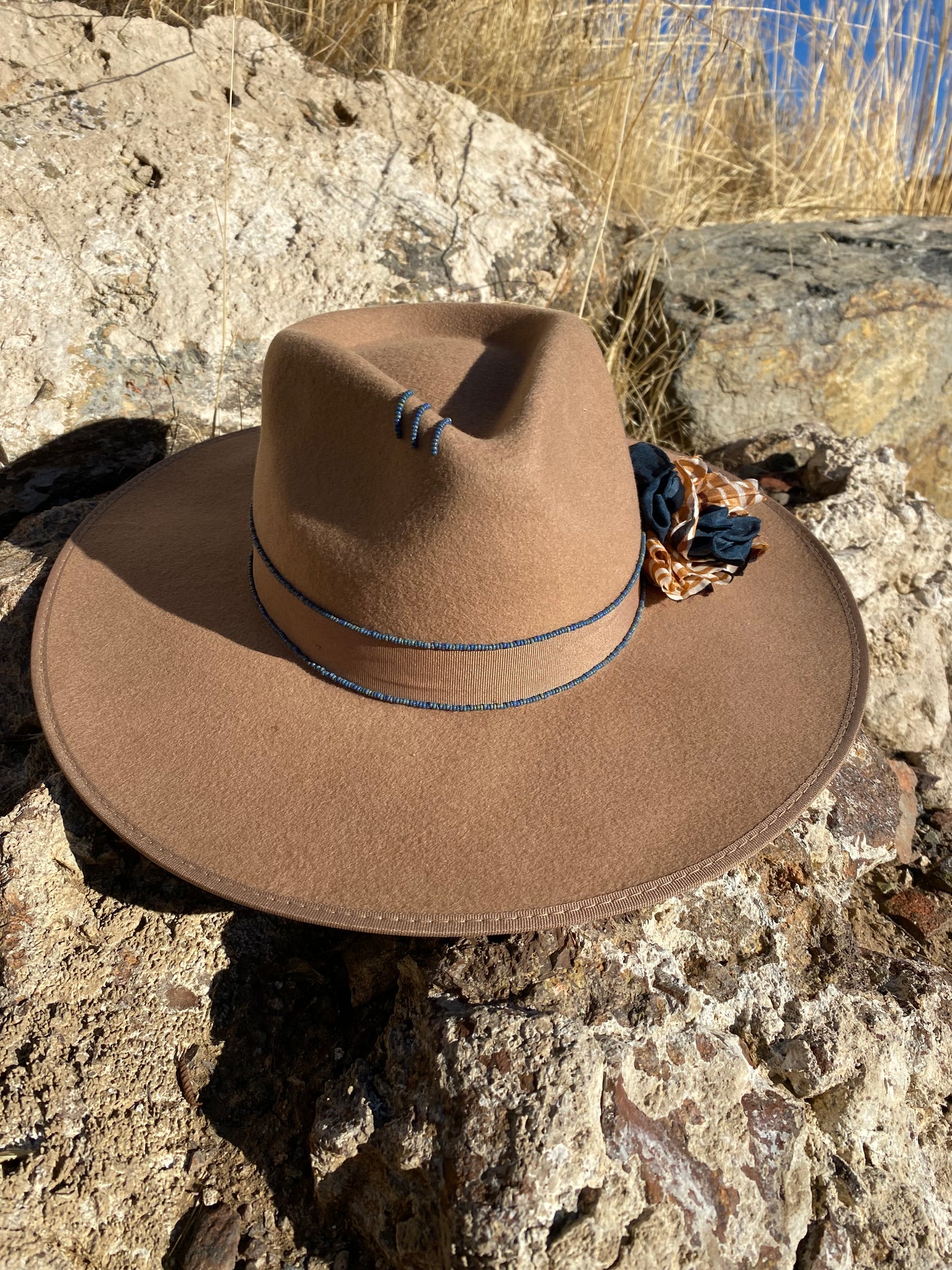 Beaded Flat Brim Hat