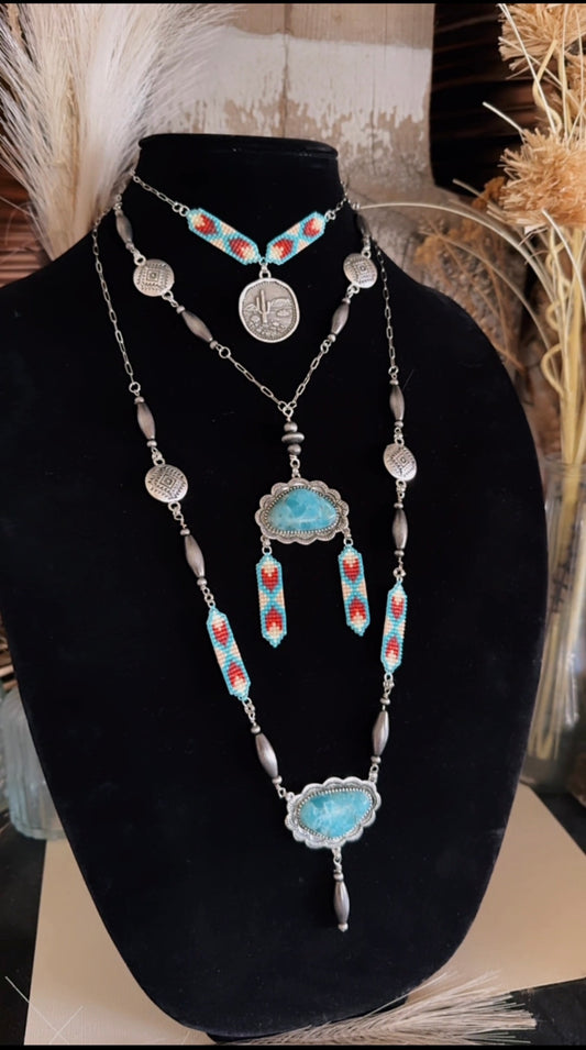 Long western statement necklaces