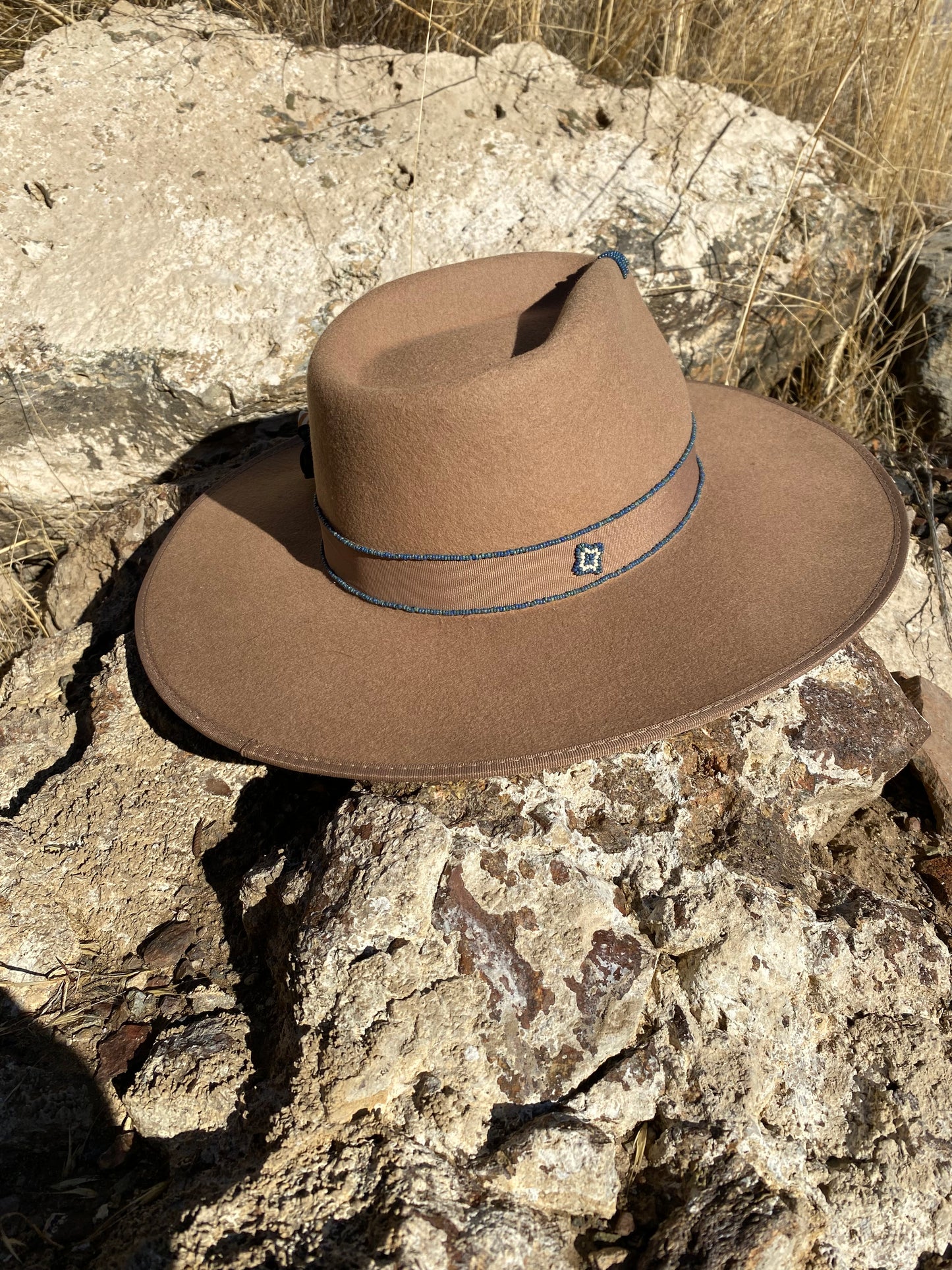 Beaded Flat Brim Hat