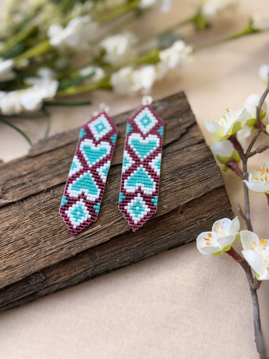 Loom Beaded Heart Earrings