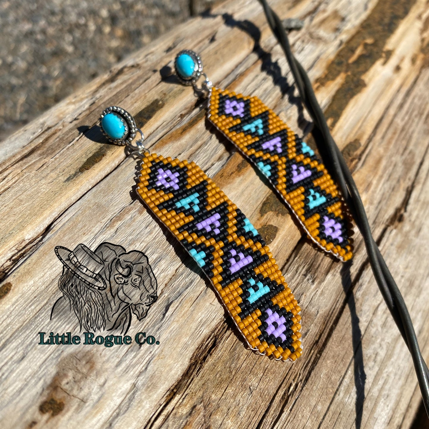 Turquoise + Sterling Silver Loom Earrings