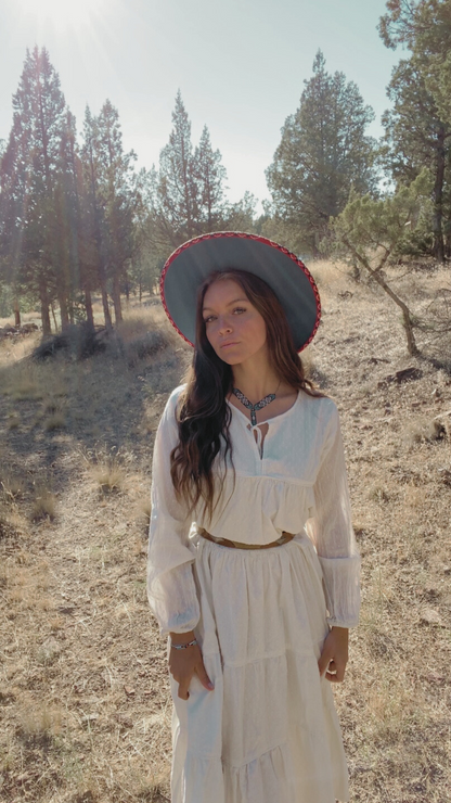 Beaded Flat Brim Hat