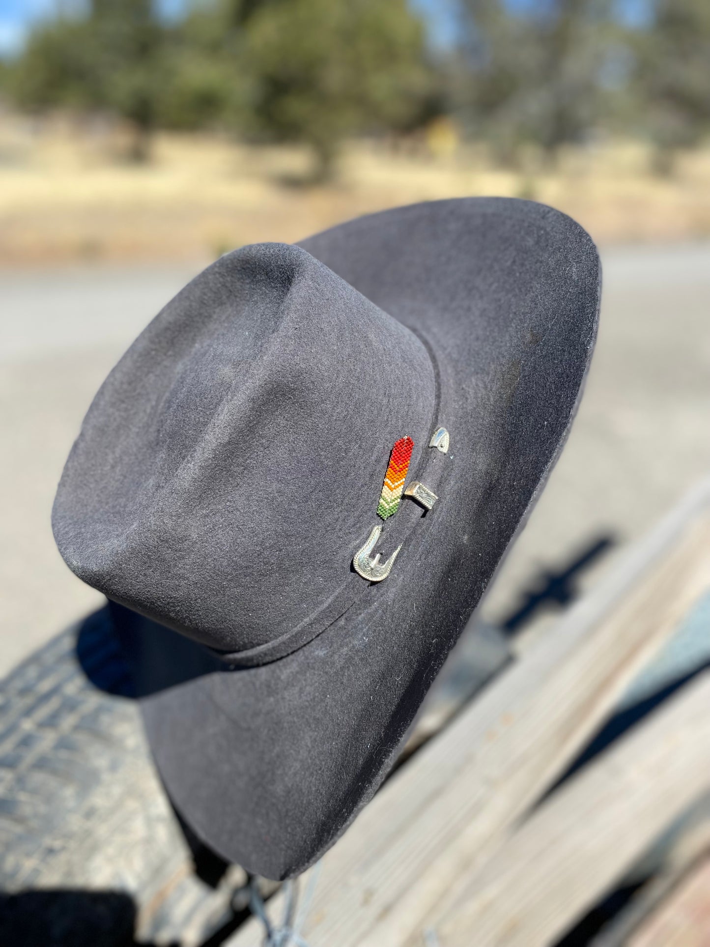 Beaded Feather Hat Pin