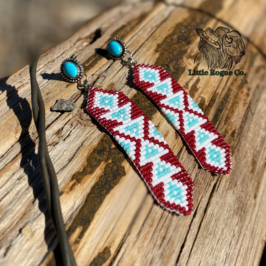 Turquoise + Sterling Silver Loom Earrings