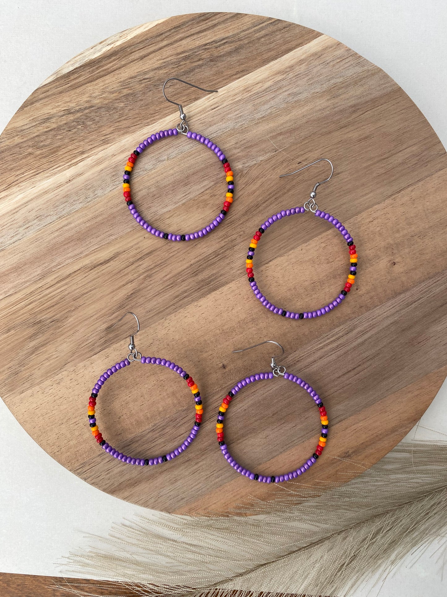 Purple Aztec Hoop Earrings