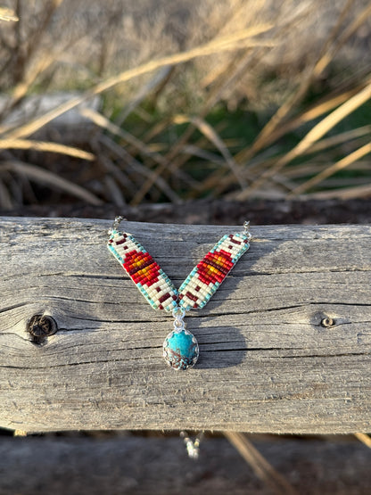 #8 Mini Breast Collar Necklace -Kingman Turquoise