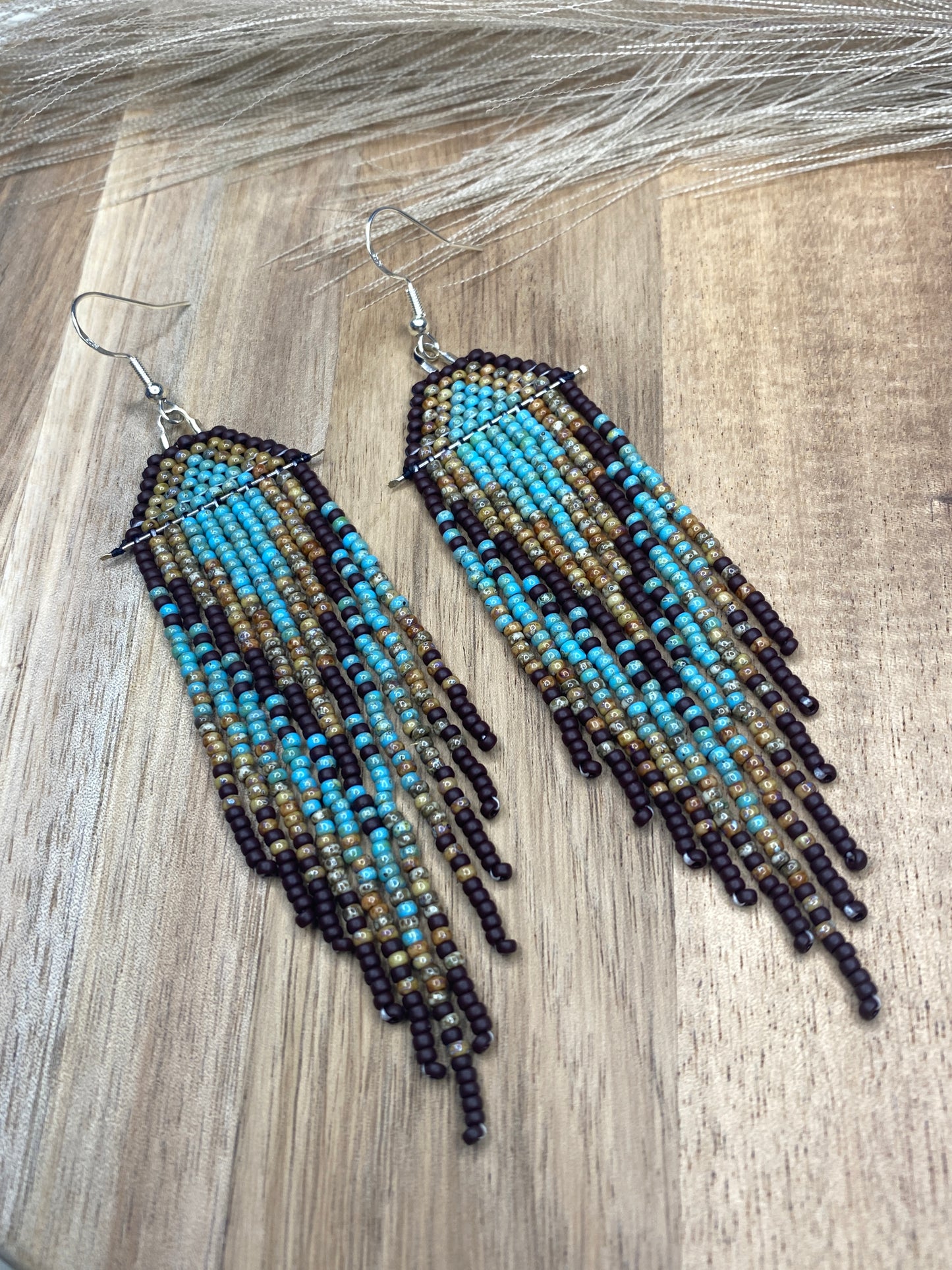 Neutral Long Western Fringe Earrings