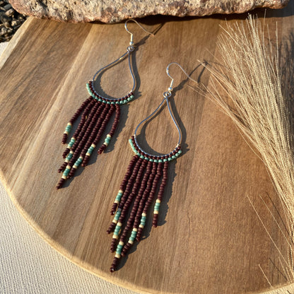 Neutral Teardrop Fringe Earrings